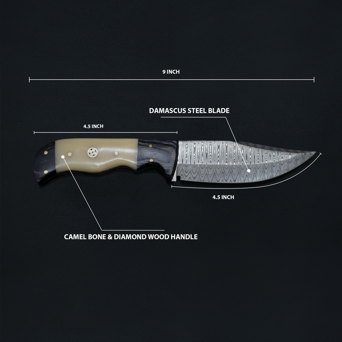 Titan International Exclusive Blue Diamond Wood & Damascus Folding Knife