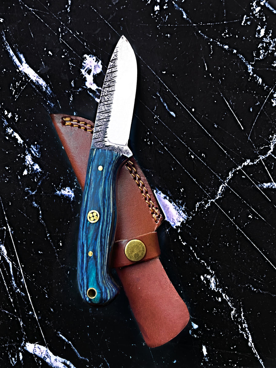 Titan International Exclusive Blue Diamond Wood & Damascus Folding Knife