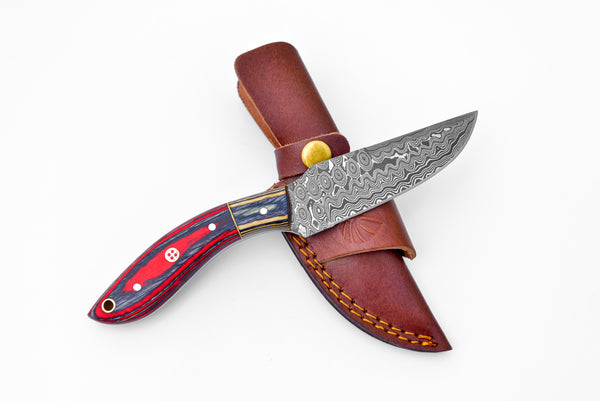 Damascus Steel Utility knife with a drop point blade Titan Kurikara TK-201