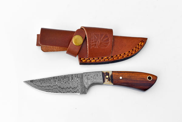 Damascus Steel Timberline Stag Horn EDC by Titan TK-119