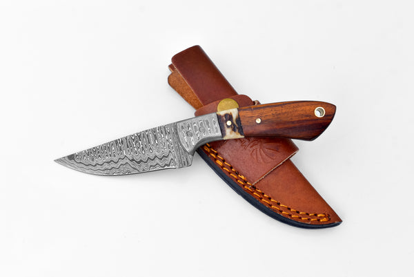 Damascus Steel Timberline Stag Horn EDC by Titan TK-119