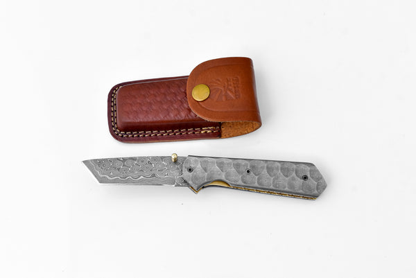 Full Damascus Steel Tanto Folding Knife TF-054