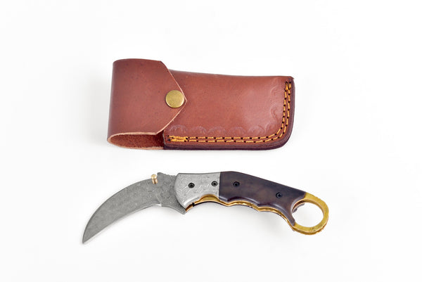 Damascus Steel Custom EDC Utility Folding Knife by Titan International