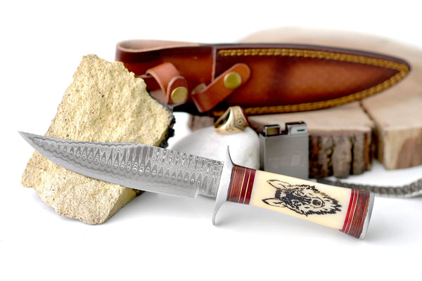 Wilderness Howl Damascus Steel Knife by Titan TK-062 (1)