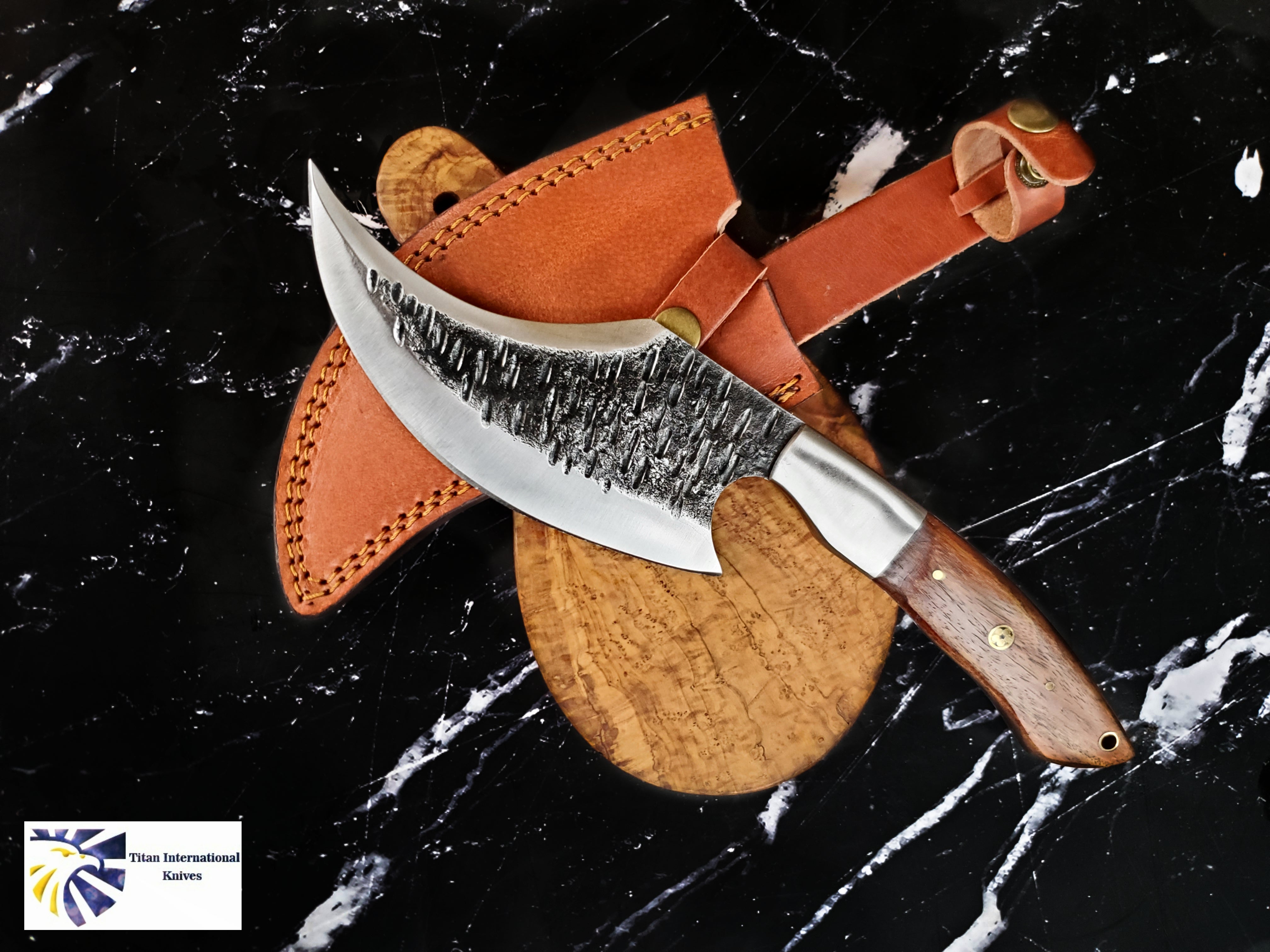 Heavy duty Carbon steel Cleaver / Meat chopper with Burnt Camel bone a –  Titan International K.