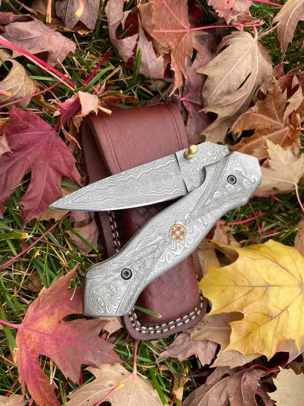 Full Damascus Steel Folding Knife TK-040