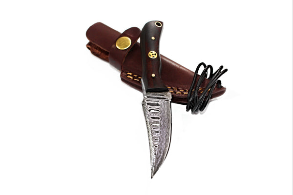 Damascus Steel Skinner Knife, Rosewood Grip BY TITAN TD-178