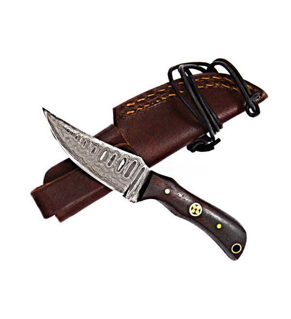 Damascus Steel Skinner Knife, Rosewood Grip BY TITAN TD-178