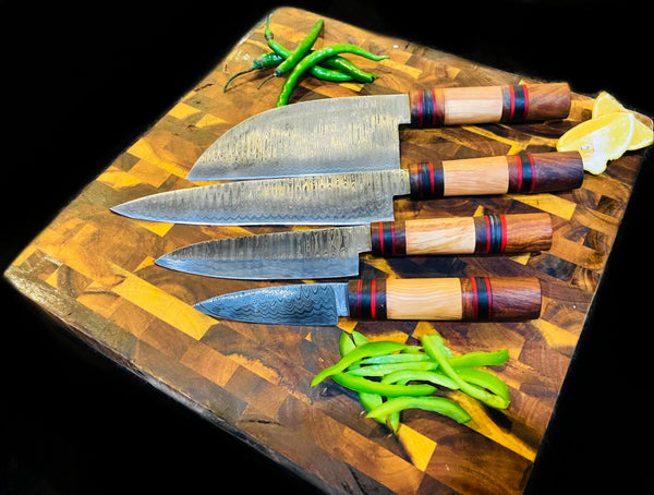 Fancy kitchen knife set with leather roll bag
