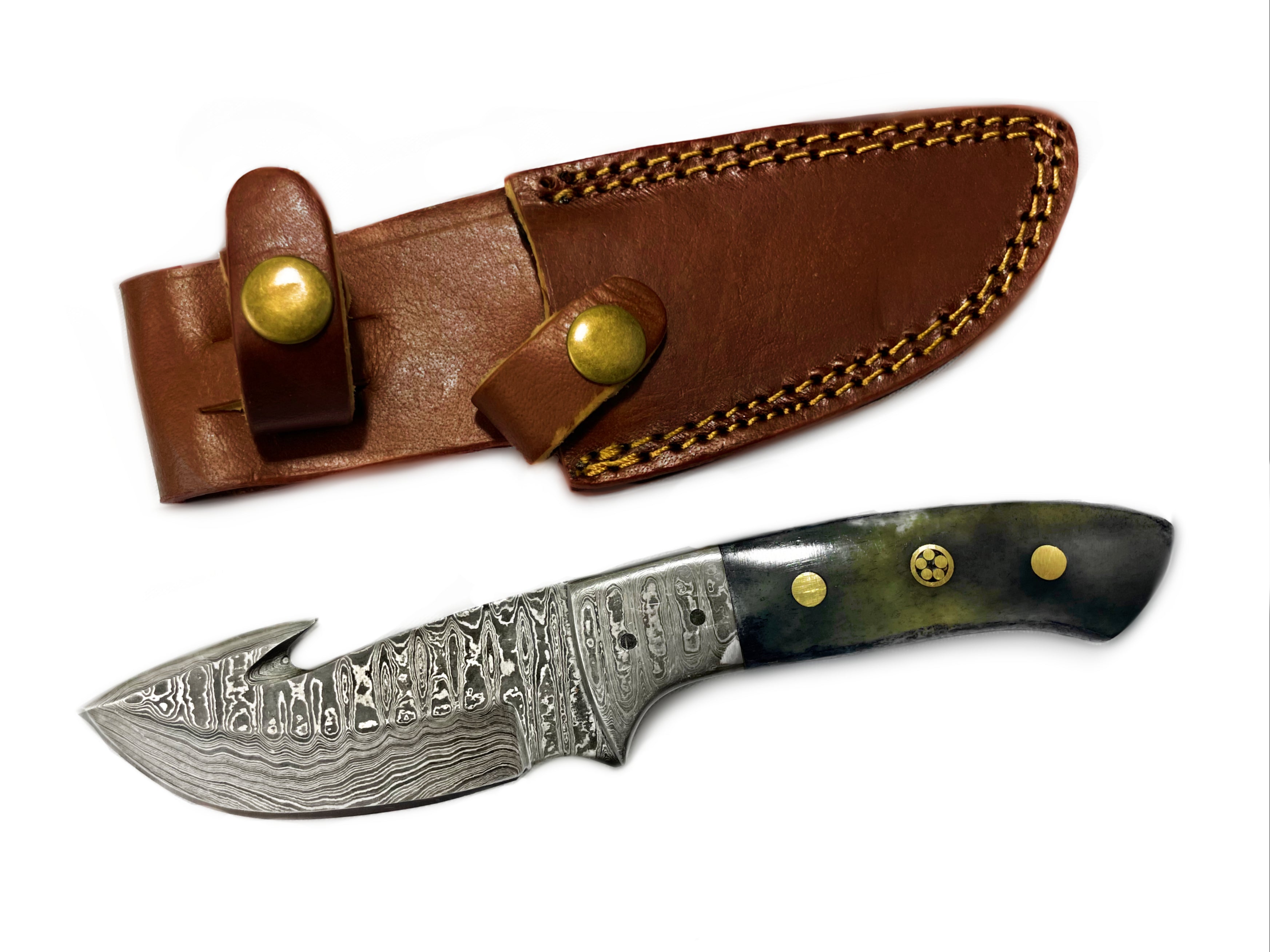 Damascus Skinning Gut hook, Hunting knife TD-221 – Titan International K.