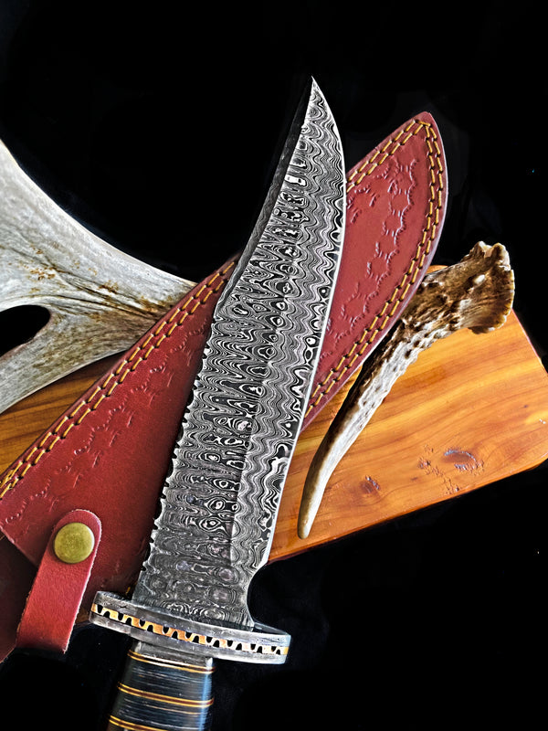 Bowie Blade Damascus Steel Western Hunting Bowie TD-701