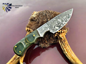 Titan International Knives Small Skinner Knife with Burnt Bone  Handle Fixed Blade Perfect EDC Hunting and skinning knife, outdoors and  camping gear