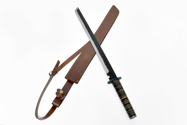 Short Sword High Carbon Stacked Leather