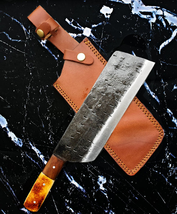 Heavy duty Carbon steel Cleaver / Meat chopper with Burnt Camel