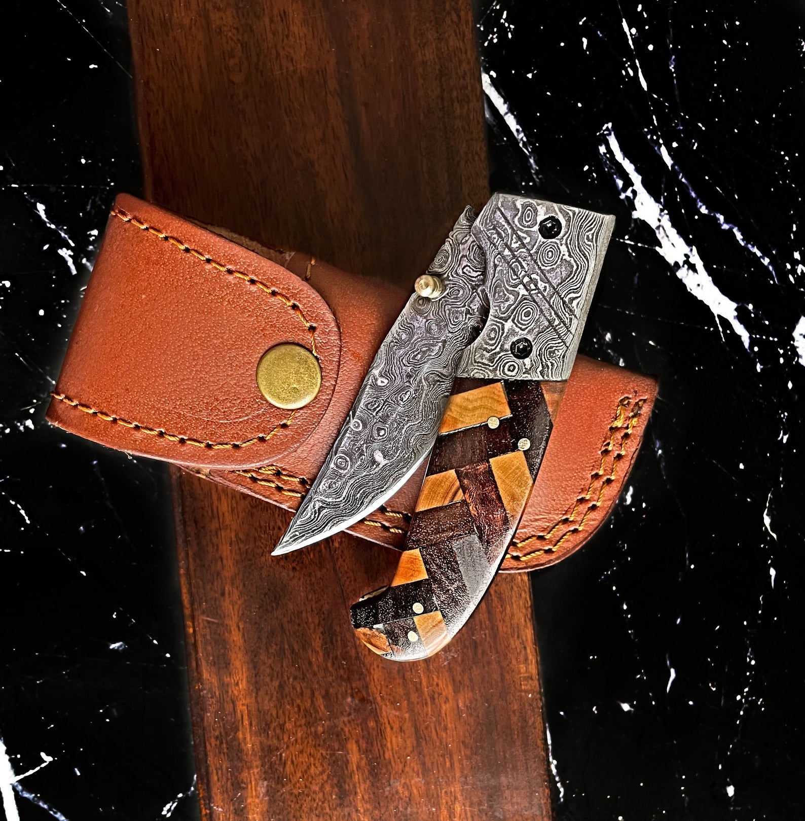 Titan American online eagle - raindrop damascus folding blade