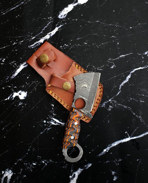 EDC Mini Cleaver/ Handmade Damascus Steel/ Bushcraft knife