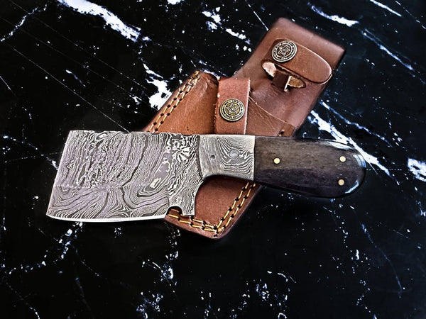 EDC Mini Cleaver/ Handmade Damascus Steel/ Bushcraft knife/ Tactical h –  Titan International K.